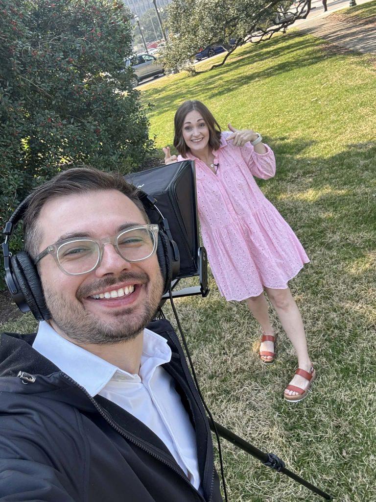 Professional video production partner team led by Benjamin Tone filming in New Orleans.