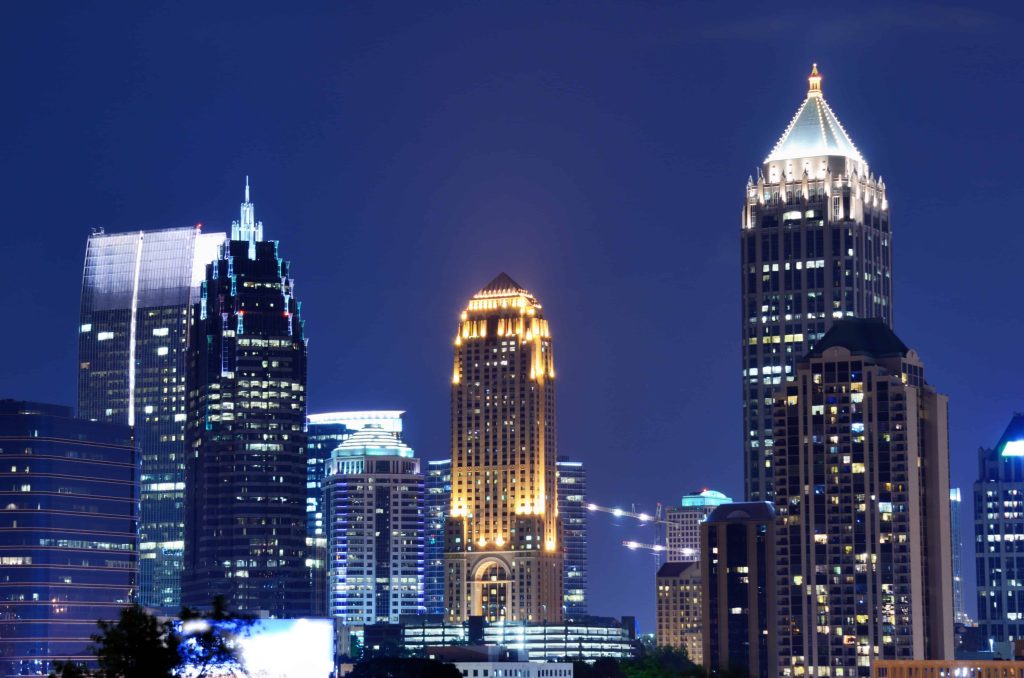 A professional team from a top-tier Atlanta Video Production Company filming a cinematic brand story in downtown Atlanta.