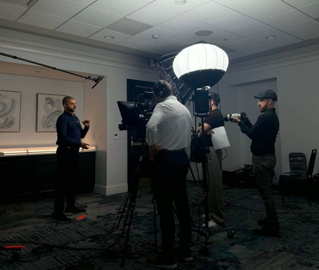 An elite Atlanta video production company crew led by Benjamin Tone filming a high-velocity, 8K RAW client testimonial.