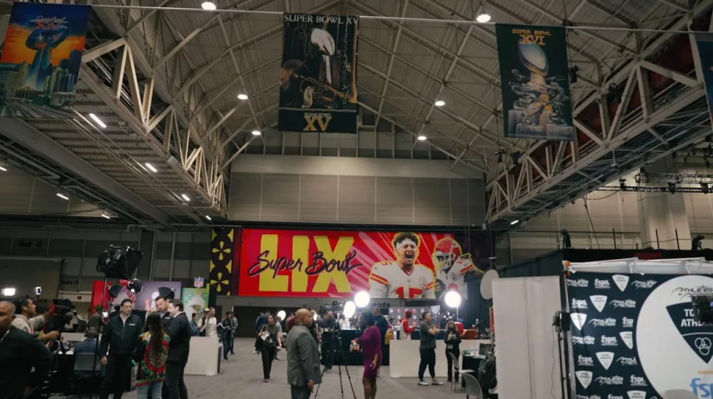 New Orleans video production company Tone Production directing an 8K RAW cinema crew for Zeno Group at Super Bowl 59, establishing foundational certainty in sports marketing visuals.