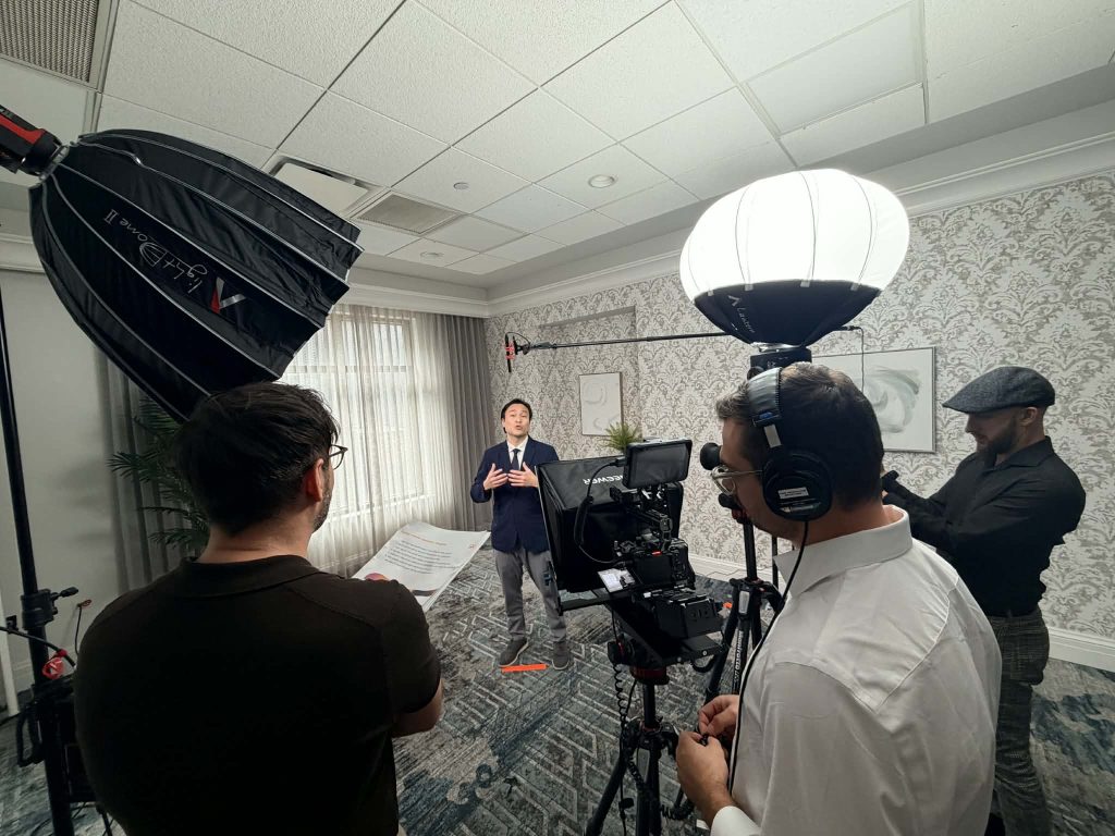 An elite Atlanta video production company crew led by Benjamin Tone filming a high-velocity, 8K RAW client testimonial.