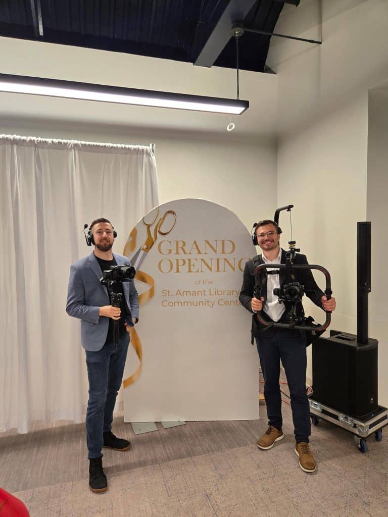 New Orleans videographers filming a corporate brand video on location in the CBD