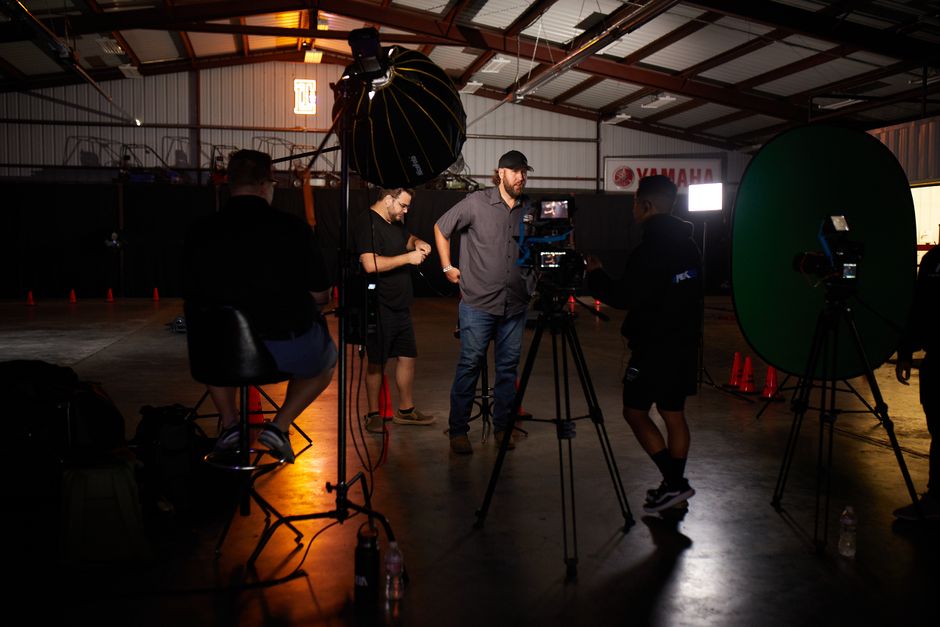 Huntsville videographers setting up a cinematic brand video shoot on location in Huntsville, Alabama