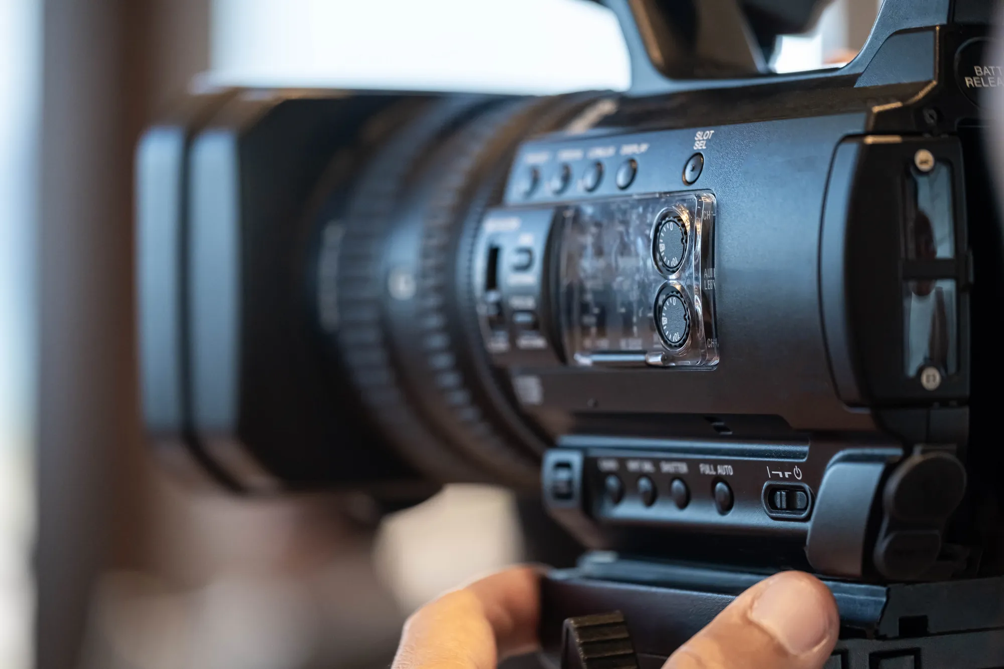 Baton Rouge videographers from Tone Production coaching on-camera talent during a corporate brand video shoot