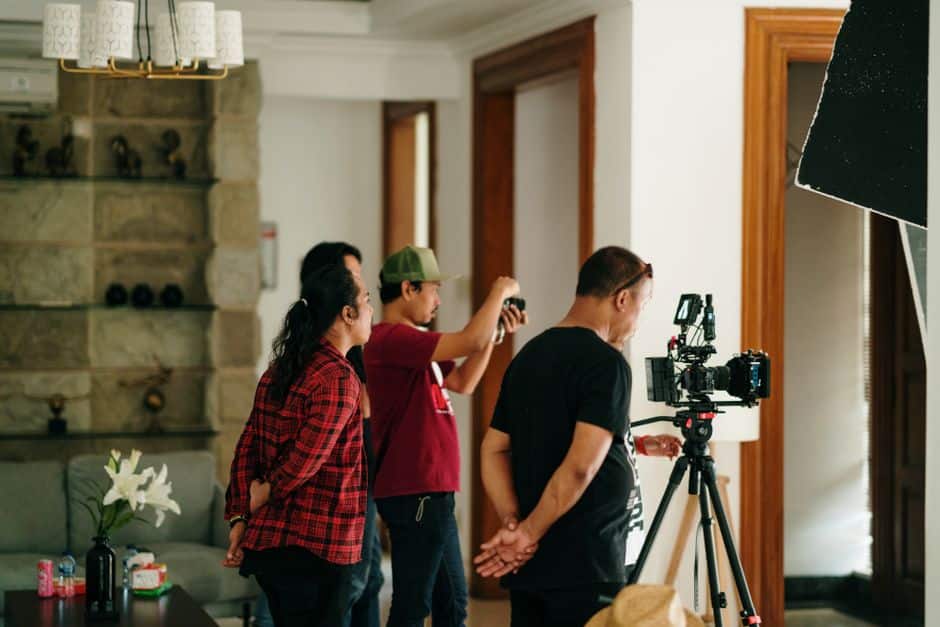 Behind-the-scenes on set with a Houston video production company capturing short-form content assets