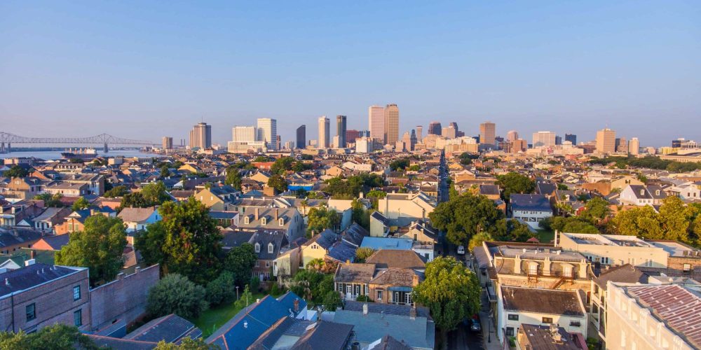 A professional New Orleans Video Production Company team from Tone Production filming a high-speed brand narrative in the French Quarter