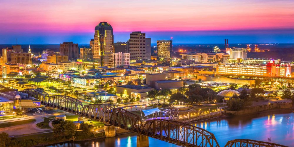A professional Shreveport Louisiana Video Production Company crew from Tone Production filming a fast-paced brand story at a local Shreveport landmark.
