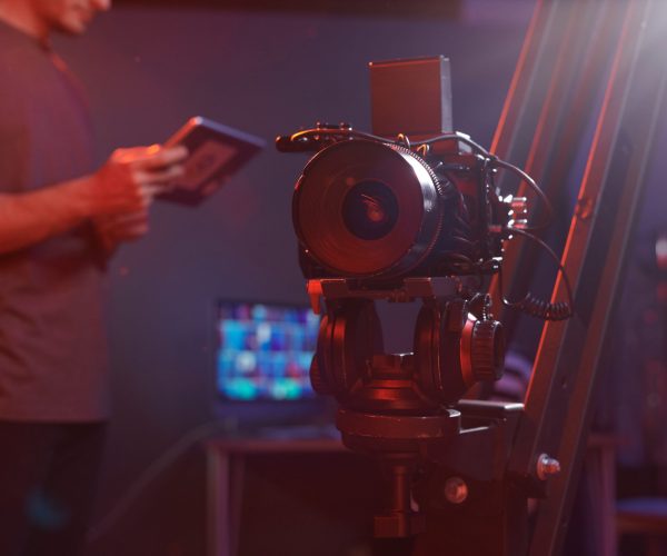 An elite Atlanta video production company crew led by Benjamin Tone utilizing 8K RAW cinema cameras for a high-stakes corporate shoot.