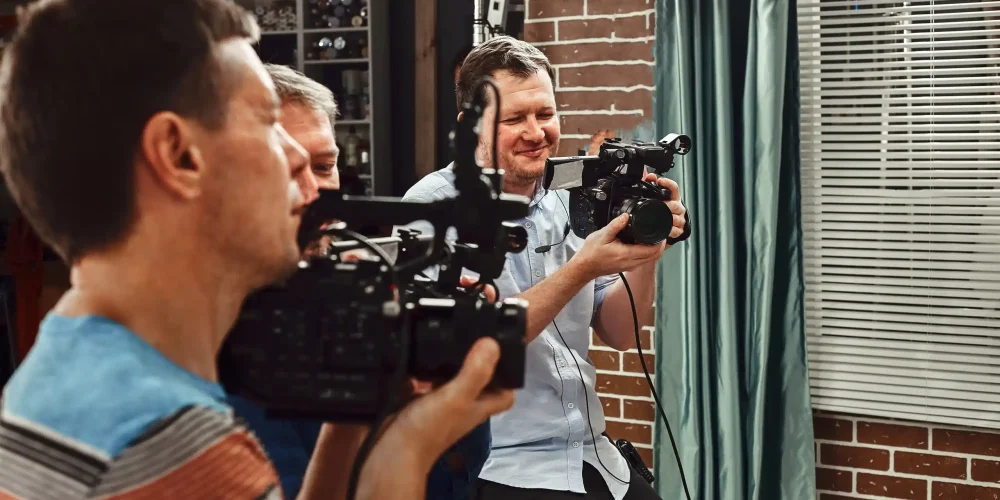 Mobile videographers filming a corporate brand video on location in Mobile Alabama