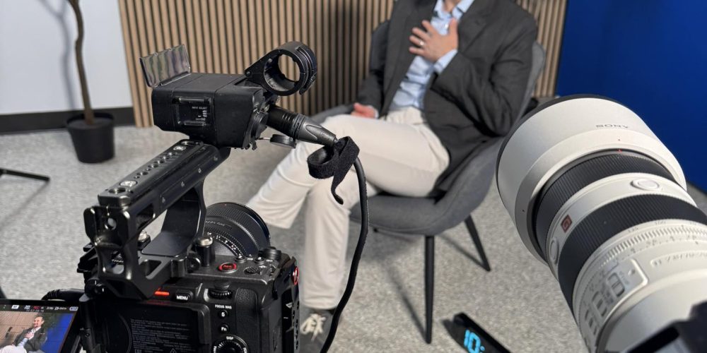 Tampa video production company team filming a corporate brand video on location in Tampa Florida