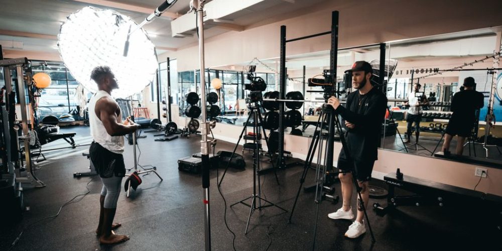 Baton Rouge videographers filming an employee training video on a professional cinema camera