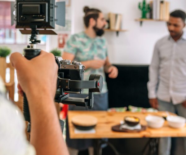 Restaurant video marketing New Orleans — Tone Production and Benjamin Tone filming an elite food brand video for a New Orleans restaurant
