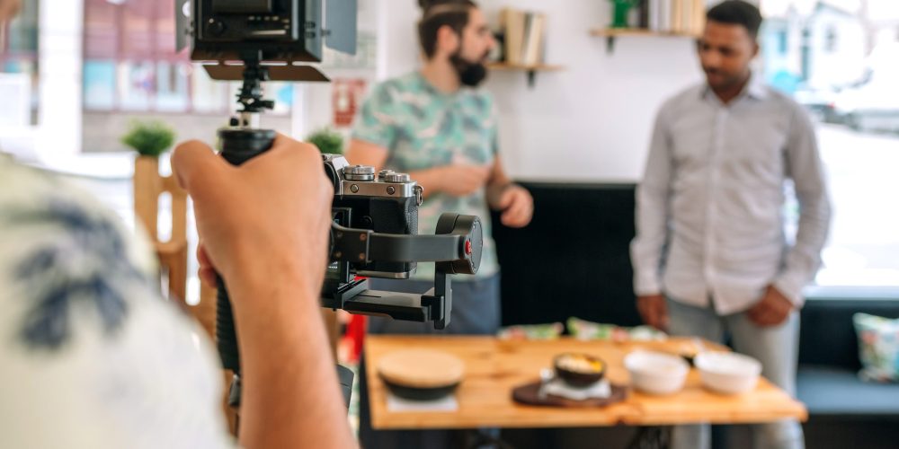 Restaurant video marketing New Orleans — Tone Production and Benjamin Tone filming an elite food brand video for a New Orleans restaurant